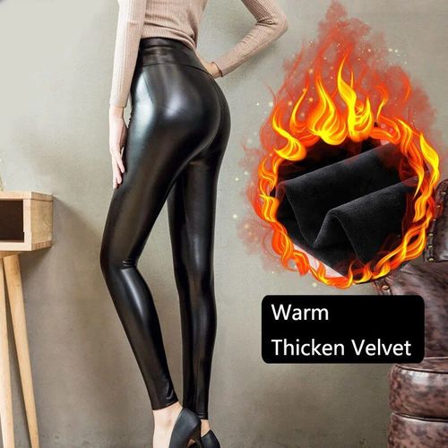 S-5xl Grande Taille Hiver Pu Cuir Leggings Femmes Épaissi Chaud Legging Taille Haute Leggings Noir Cuir Pantalon Femmes
