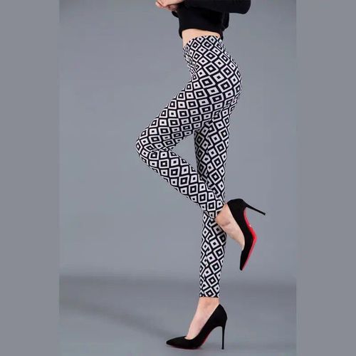 Leggings À Carreaux Pour Femmes,Pantalon Taille Haute,Imprimé Pied-De-Poule,Motif Floral,Rayures,Pois,Léopard,Noir Pur