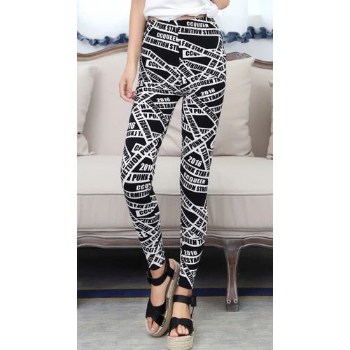 Leggings À Carreaux Pour Femmes,Pantalon Taille Haute,Imprimé Pied-De-Poule,Motif Floral,Rayures,Pois,Léopard,Noir Pur