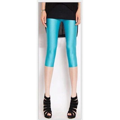 Nducjsi-Leggings Brillants Pour Femmes,Viser Courts Décontractés,Haute Artificiel Asticité,Extensible,Multiples Vêtements Néon,Fille Fine