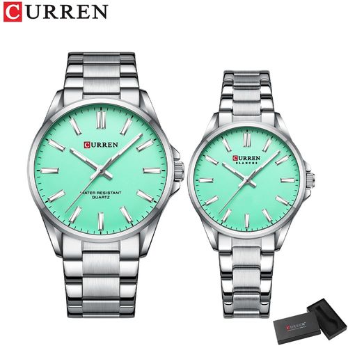 Istro Ren-Montres Étanches Pour Couple,Montres-Bracelets À Quartz Classiques Simples,Acier Inoxydable,Aiguilles Shoes,Marque Pour Les Amoureux - Type Silver Lake