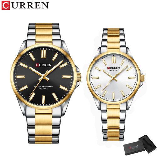 Istro Ren-Montres De Couple Pour Amoureux,Montres-Bracelets À Quartz Classiques Simples,Bracelet En Acier Inoxydable,Aiguilles Shoes,Marque De Mode - Type Gold White Black
