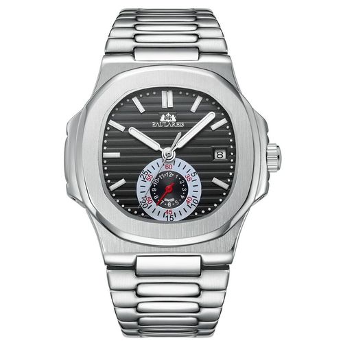Montre Mécanique À Remontage Automatique Pour Homme,Acier Inoxydable Shoous,Bleu,Gris,Café,Noir,Cadran Blanc,Robe De Luxe - Type Black