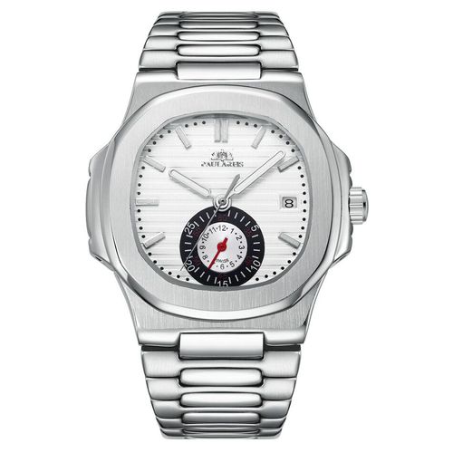 Montre Mécanique À Remontage Automatique Pour Homme,Acier Inoxydable Shoous,Bleu,Gris,Café,Noir,Cadran Blanc,Robe De Luxe - Type White
