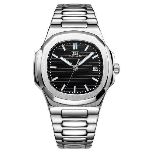Montre Mécanique À Remontage Automatique Pour Homme,Acier Inoxydable Shoous,Bleu,Gris,Café,Noir,Cadran Blanc,Simple,Affaires - Type Black