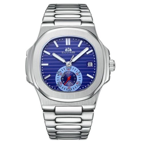 Montre Mécanique À Remontage Automatique Pour Homme,Acier Inoxydable Shoous,Bleu,Gris,Café,Noir,Cadran Blanc,Robe De Luxe - Type Pure Blue