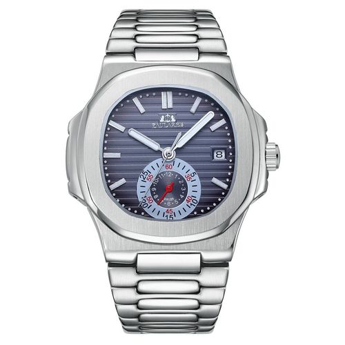 Montre Mécanique À Remontage Automatique Pour Homme,Acier Inoxydable Shoous,Bleu,Gris,Café,Noir,Cadran Blanc,Robe De Luxe - Type Dark Blue