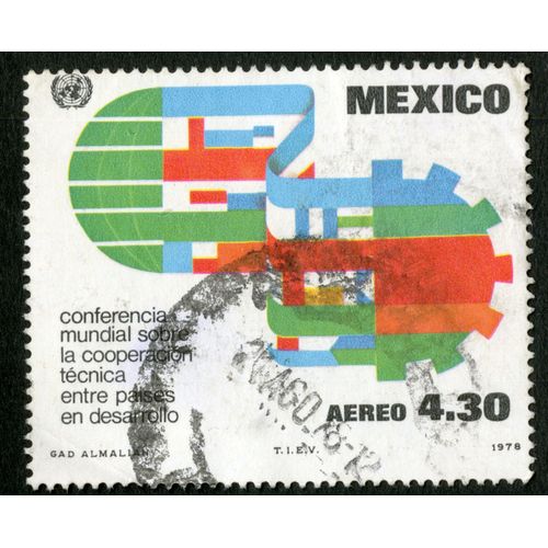 Timbre Oblitéré Mexico, Conferencia Mundial Sobre La Cooperacion Técnica Entre Paises En Desarrollo, Aereo, 4.30, 1978