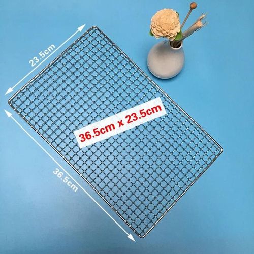 Grille de barbecue rectangulaire en acier inoxydable 304,maille pour outils de barbecue,tissu antiadhésif,polymères,grille A - Type 36.5x23.5cm