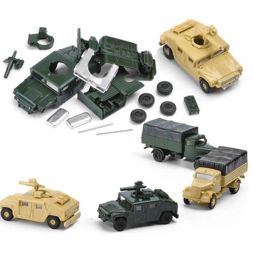 Kit De Construction De Modèle De L'armée Américaine En Plastique Pour Enfants Jouets En Résine De Voiture Hummer Camion Cadeau D'assemblage 1/72 8 Ensembles