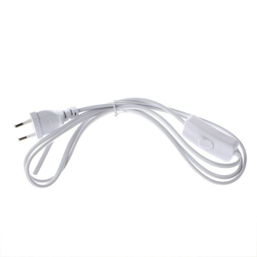 Câble de prise EU de 1.8m, ligne blanche avec bouton de commutation On/Off, cordon d'alimentation pour lampe LED