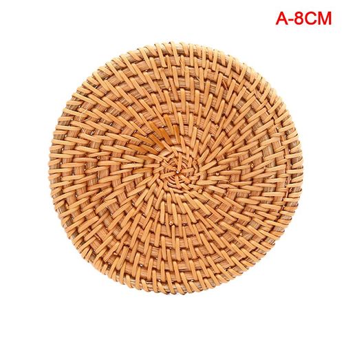 Ensemble de sous-verres créatifs pour boissons, accessoires pour thé, vaisselle ronde, napperon, tapis de plat en rotin, tapis de tasse à tisser, 1 pièce