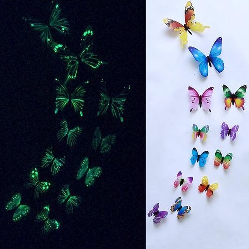 Autocollant Mural Lumineux Pour Enfants, 12 Pièces/Ensemble, Papillon Pour Salon, Décoration De Fête Pour La Maison, Autocollant 3d, Jouet Lumineux Dans La Nuit