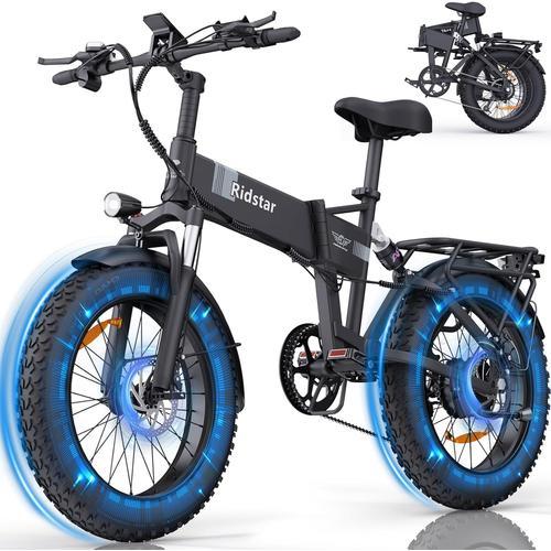 Ridstar H20 Vélo Électrique Pliant , Moteur Brushless 1000w, Batterie 48v 15ah, Gros Pneus 20 X 4,0pouces, Vitesse Maximale De 45km/H, Autonomie Maximale De 80km, Shimano 7 Vitesses