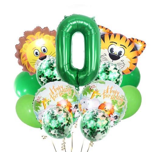 Ballons Animaux De La Forêt Verte, Ensemble De 14 Pièces, En Aluminium, Tigre, Lion, Safari, Fournitures De Décoration Pour Fête D'anniversaire Pour Enfants Garçons De 0 À 9 Ans