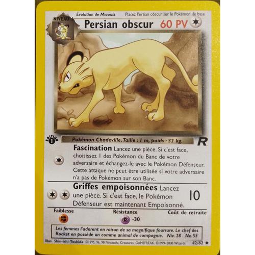 Carte Pokémon Persian Obscur Édition 1