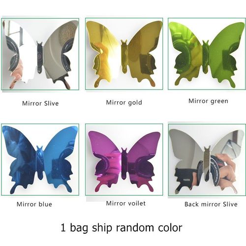 Autocollants Muraux Miroir Papillon Fleur 3d, 12 Pièces/Lot, Sparadrap Artistiques En Pvc, Décoration De Fond Pour Chambre D'enfants, Décoration De Maison