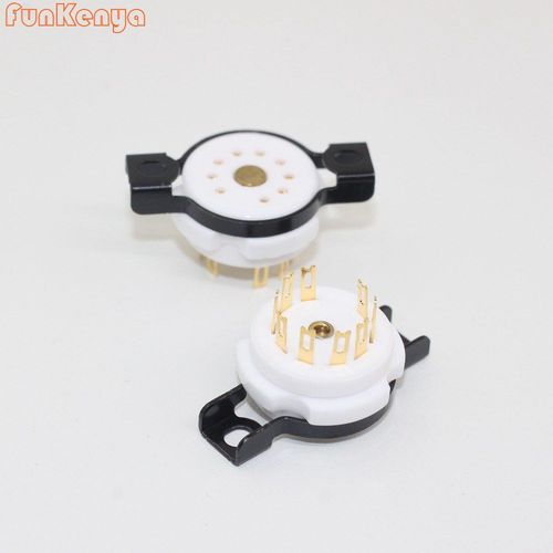 Base de Valve de prise de Tube PTFE, haut de gamme, 9 broches, broches en laiton plaqué or pour 12AX7 12AT7 6DJ8 6922 ECC88 EL84 6BQ5 12BH7, 2 pièces