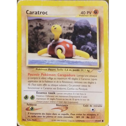 Carte Pokemon Caratroc 40 Pv 51/64 Edition 1 Set Neo Revelation