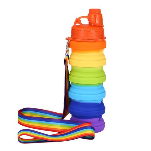 Bouteille D'eau Pliable Pour Le Sport, En Silicone, Portable, Anti Fuite, Avec Couvercle, Pour La Course À Pied