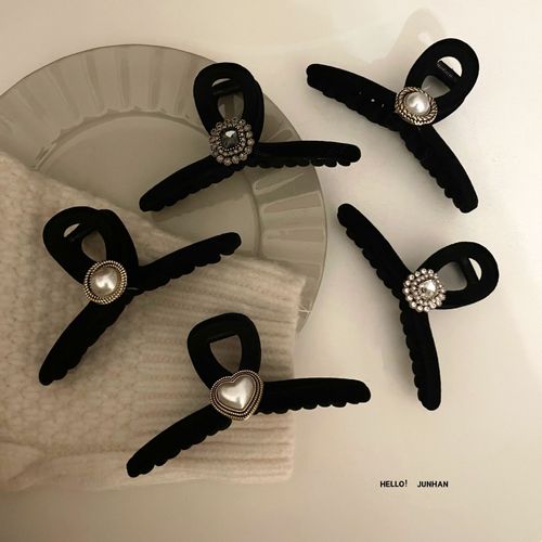 Épingle À Cheveux D'automne Et D'hiver Pour Fille, Accessoires De Cheveux, Avec Paillettes Noires, Avec Strass Et Pierres Précieuses, Pince Requin 