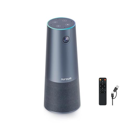 Nuroum C40 2K Camera de Videoconference, Haut-Parleur et Microphone, Cadrage Automatique/Zoom 5X/HDR, 120° Ultra Grand Angulaire Webcam, Speakerphone Antibruit avec Telecommande pour Zoom/Skype/Teams