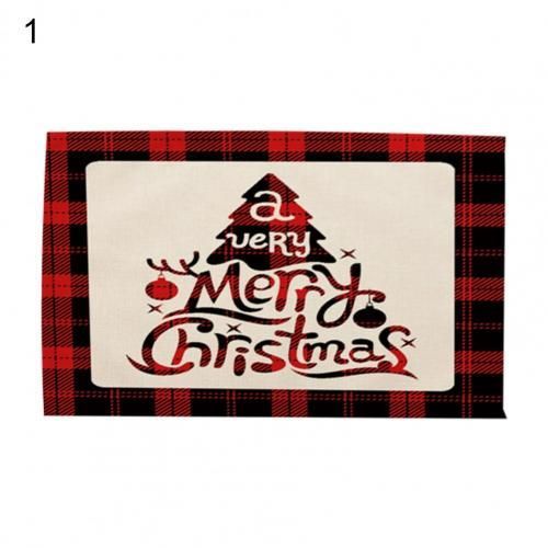 Napperons lavables en coton et lin, 1 pièce, thème de noël accrocheur, antidérapants, accessoires de cuisine pour la maison