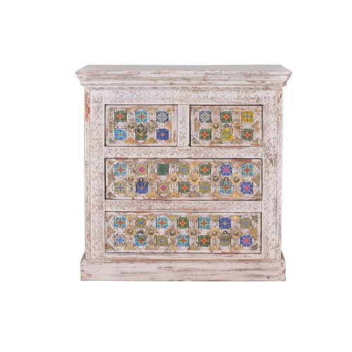 Commode En Bois De Manguier Avec Détails En Céramique
