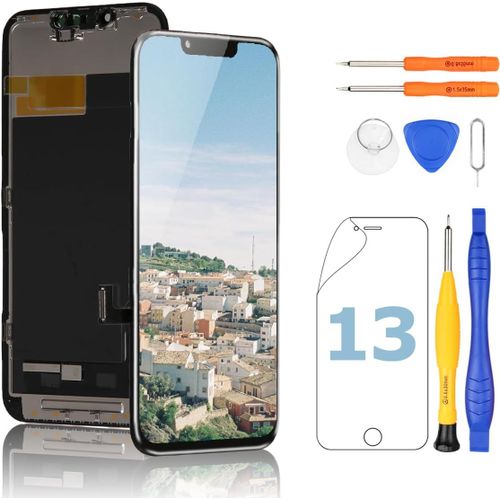 Écran Lcd Pour Iphone 13 Ecran Fhd Tactile 6,1 Pouces 3d Touch Face Id Complet Avec Kit De Reparation, Compatible Avec Modèle A2482, A2631, A2634, A2635, A2633