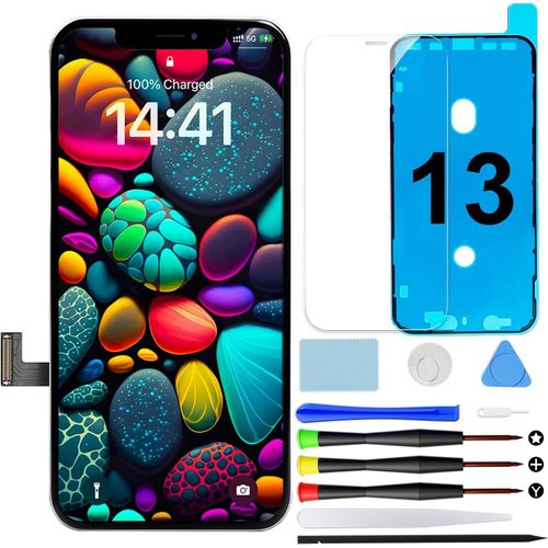 Écran Pour Iphone 13 De Remplacement, 6,1 Pouces Lcd Full Hd Avec 3d Tactile Digitizer Kit De Réparation Et Protecteur Écran