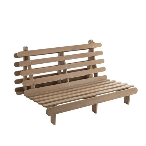 Structure Futon En Bois Massif Gris 140x200 Cm
