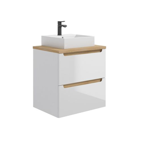 Meuble Vasque 2 Tiroirs Stratifiés Blanc