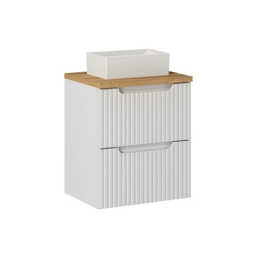 Meuble Vasque 2 Tiroirs Stratifiés Blanc Et Beige