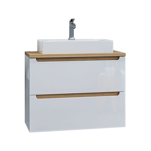 Meuble Vasque 2 Tiroirs Stratifiés Blanc