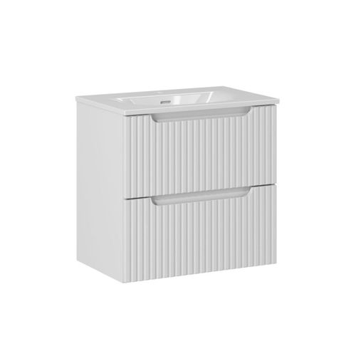 Meuble Vasque Encastrée 2 Tiroirs Stratifiés Blanc