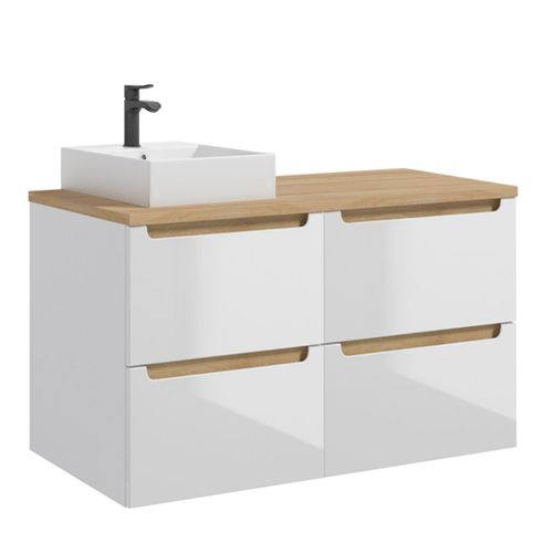 Meuble Vasque 4 Tiroirs Stratifiés Blanc