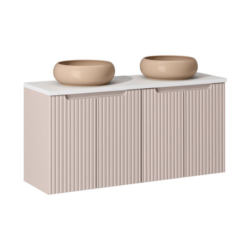Meuble Double Vasque 4 Portes Stratifiés Beige