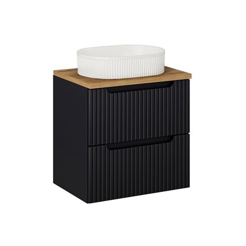Meuble Vasque 2 Tiroirs Stratifiés Noir Et Beige