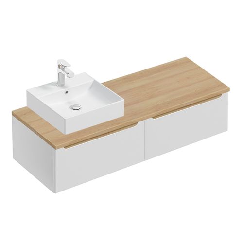 Meuble Vasque 2 Tiroirs Stratifiés Blanc