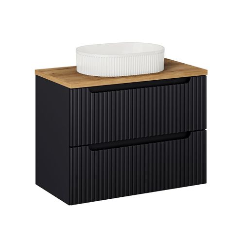 Meuble Vasque 2 Tiroirs Stratifiés Noir Et Beige