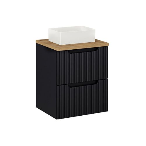 Meuble Vasque 2 Tiroirs Stratifiés Noir Et Beige