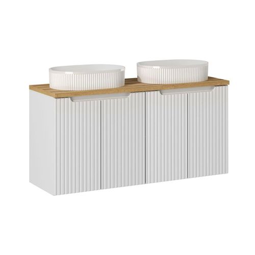 Meuble Double Vasque 4 Portes Stratifiés Blanc Et Beige