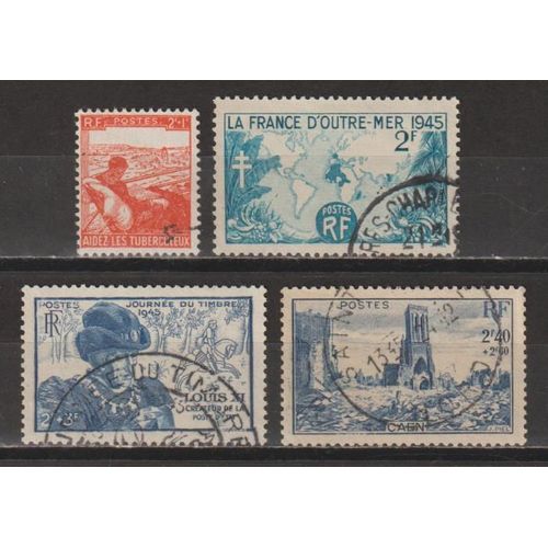 France, 1945, Au Profit Des Tuberculeux, La France D'outre-Mer, Journée Du Timbre, Au Profit De L'entraide Française, N°736 + 741 + 743 + 746, Oblitérés.