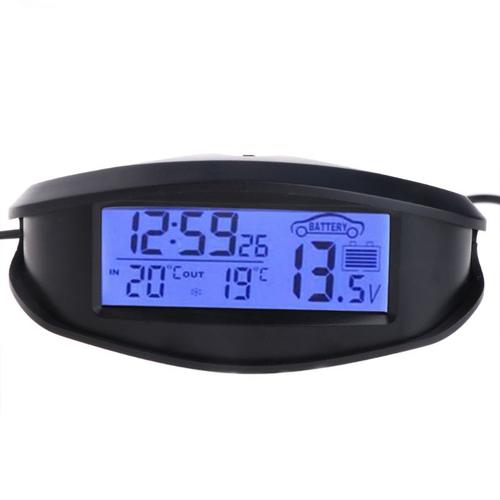 Thermomètre numérique pour l'intérieur et l'extérieur de la voiture,  voltmètre, horloge, alarme, rétro-éclairage, EC98