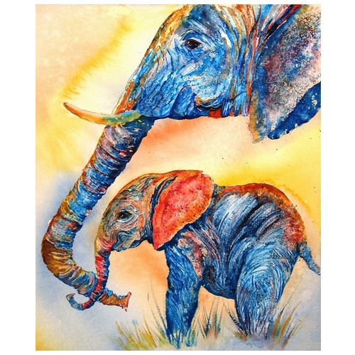 Peinture sur toile d'éléphants et de bébés, affiches et imprimés d'animaux, tableau d'art mural, décor mural pour chambre d'enfants 40x50cm no frame