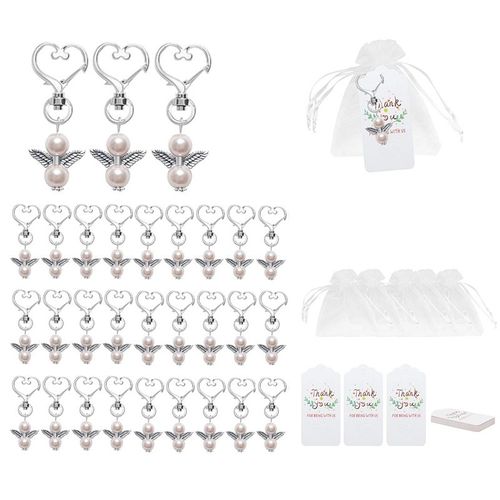 Lot de 30 porte-clés ange gardien porte-bonheur, souvenir ange gardien, cadeaux de réception-cadeau pour bébé pour invités