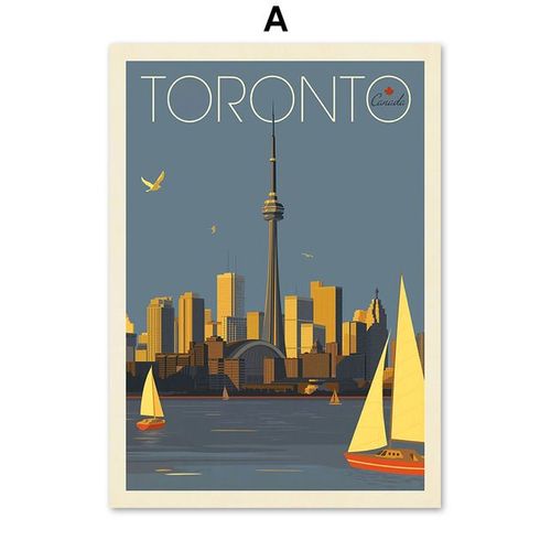 Poster de collection de voyage à travers les villes nordiques, peinture pour décoration intérieure, affiche murale, art de tableau sur toile, panorama, New York, Amsterdam, Londres, 40x50cm no frame