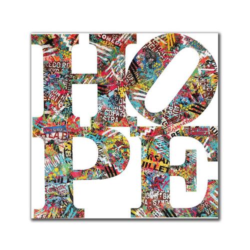 Peinture sur toile abstraite avec Graffiti de mot HOPE, affiche colorée moderne et images d'art murales imprimées pour décor de salon 40x50cm no frame