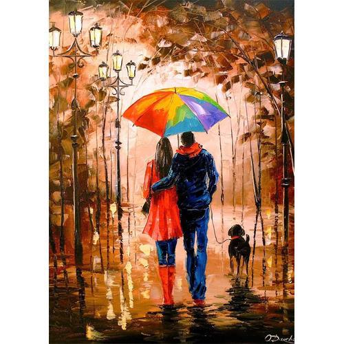 Affiche de toile abstraite de paysage d'automne, Couple amoureux
