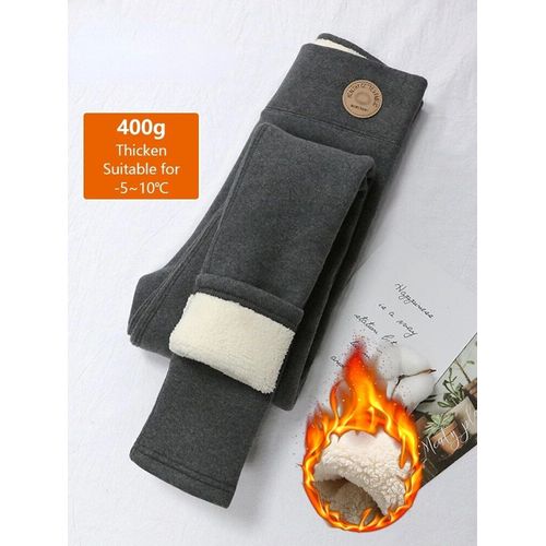 Legging Thermique En Velours Pour Femme,Pantalon Moulant,Très Épais,Garde Au Chaud,Polaire,Gris,Hiver